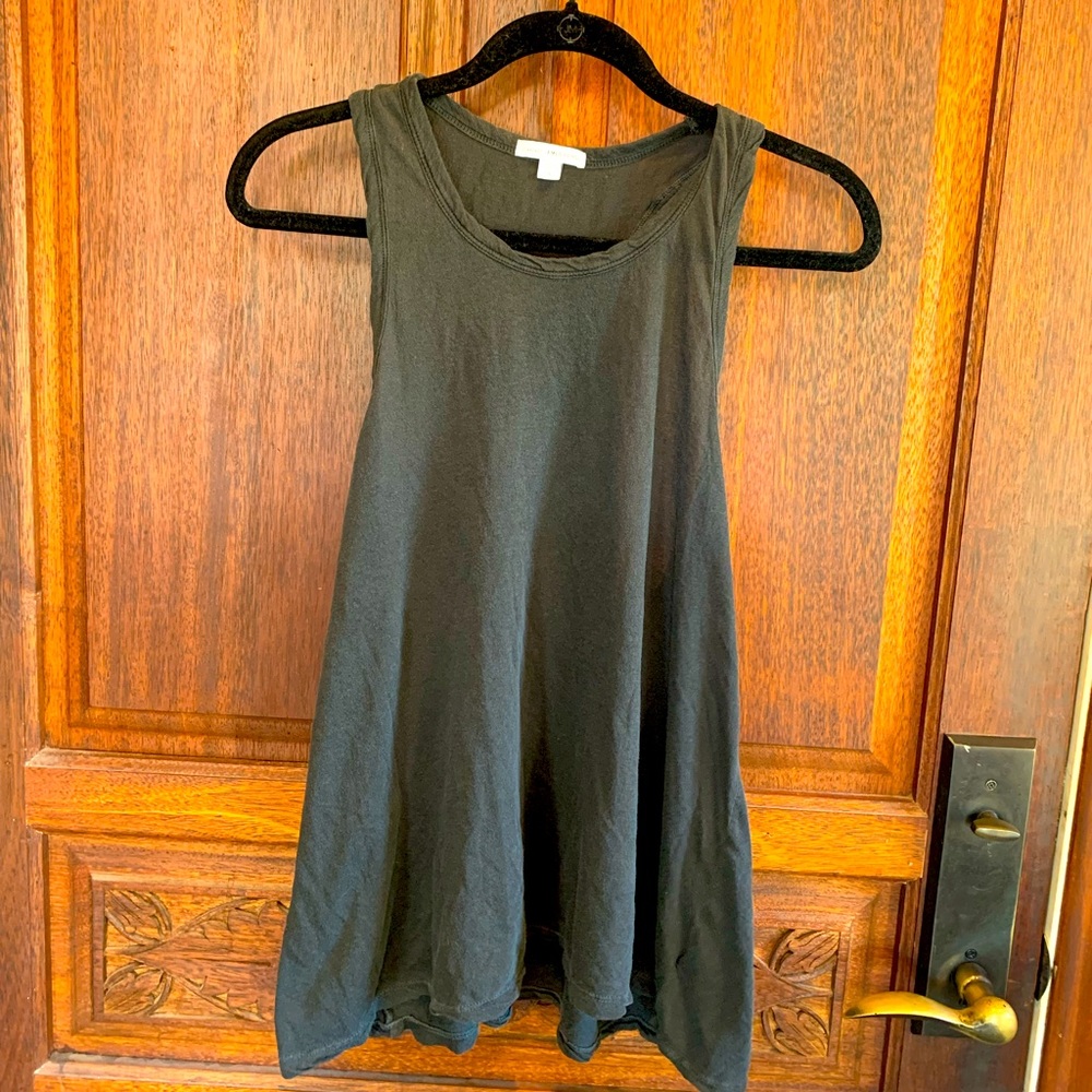James Perse black racer back tank, flowing bottom hem
